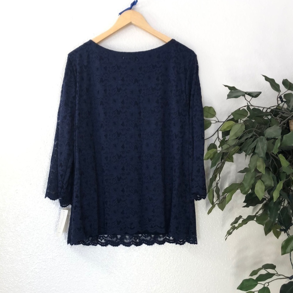 PLUS NWT Charter Club Blue Lace Papillon Top - Picture 5 of 5